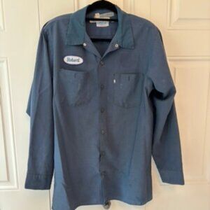 Navy Work Mechanics Chore Shirt with "Robert" patch on front.